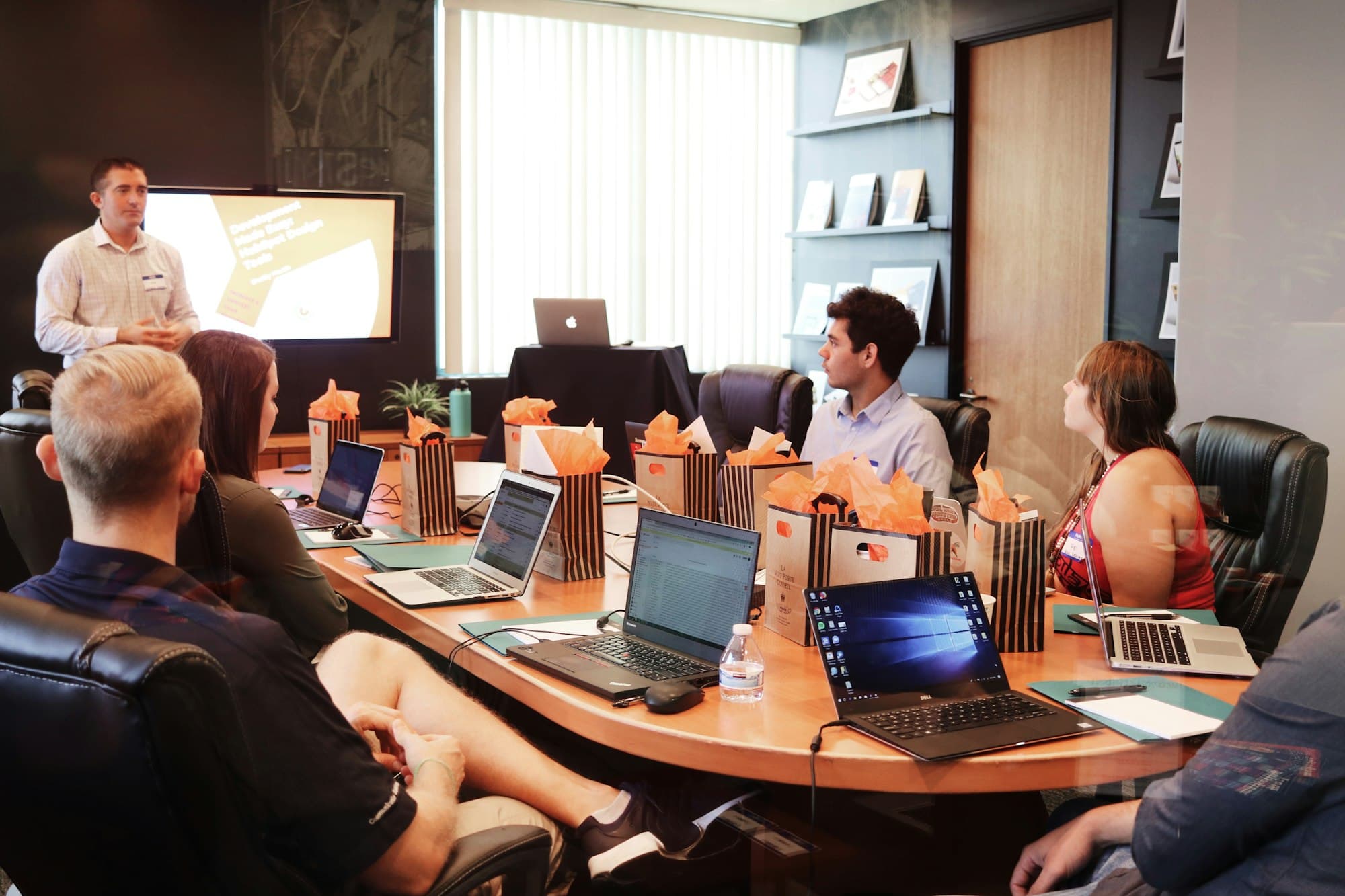 Team of advisors during a training session